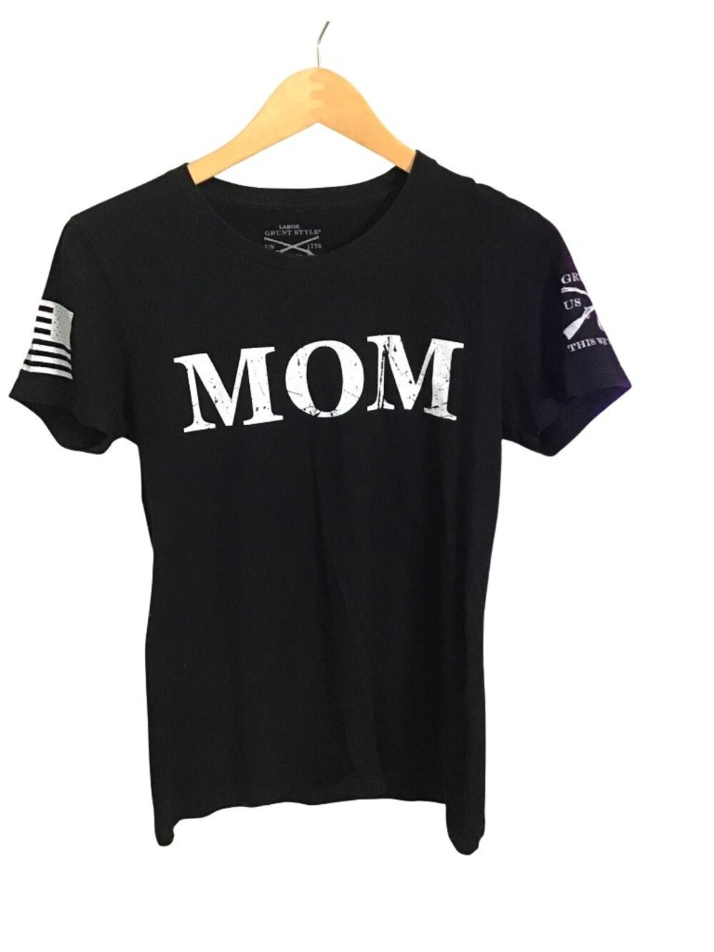Grunt Style Mom Definition T-Shirt Large Black Patriotic Graphic Tee Cotton Wome